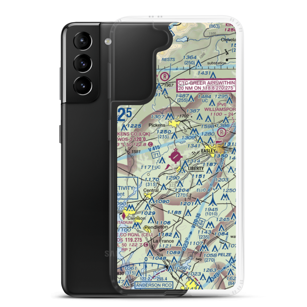Pickens County Airport (LQK) VFR Sectional Samsung Case Samsung Galaxy S21 Plus model shown
