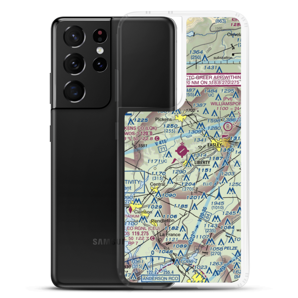 Pickens County Airport (LQK) VFR Sectional Samsung Case Samsung Galaxy S21 Ultra model shown