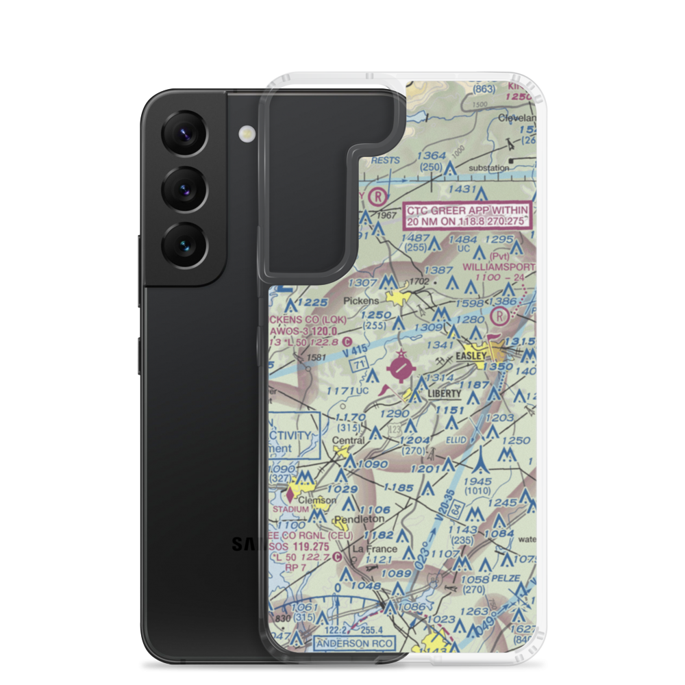 Pickens County Airport (LQK) VFR Sectional Samsung Case Samsung Galaxy S22 model shown
