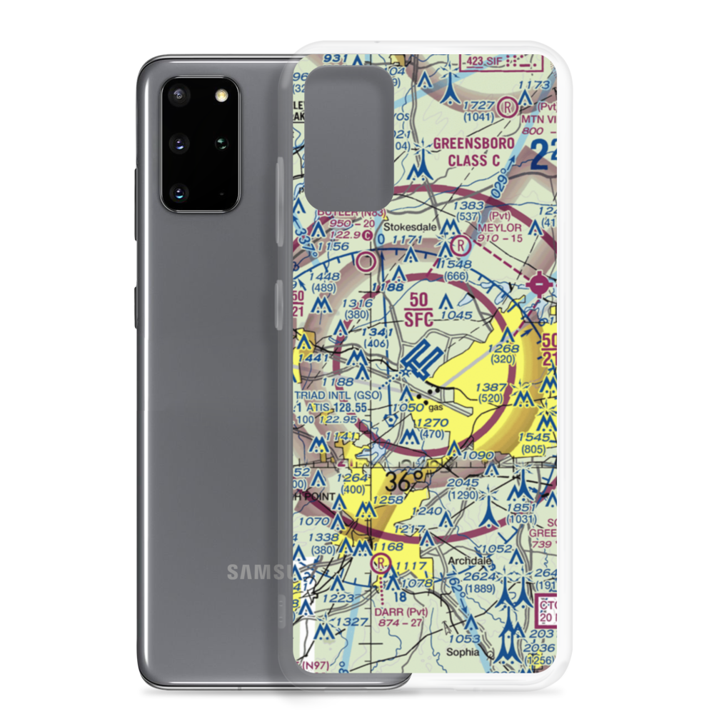 Piedmont Triad International Airport (GSO) VFR Sectional Samsung Case Samsung Galaxy S20 Plus model shown