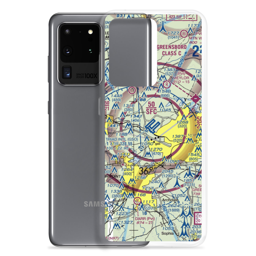 Piedmont Triad International Airport (GSO) VFR Sectional Samsung Case Samsung Galaxy S20 Ultra model shown