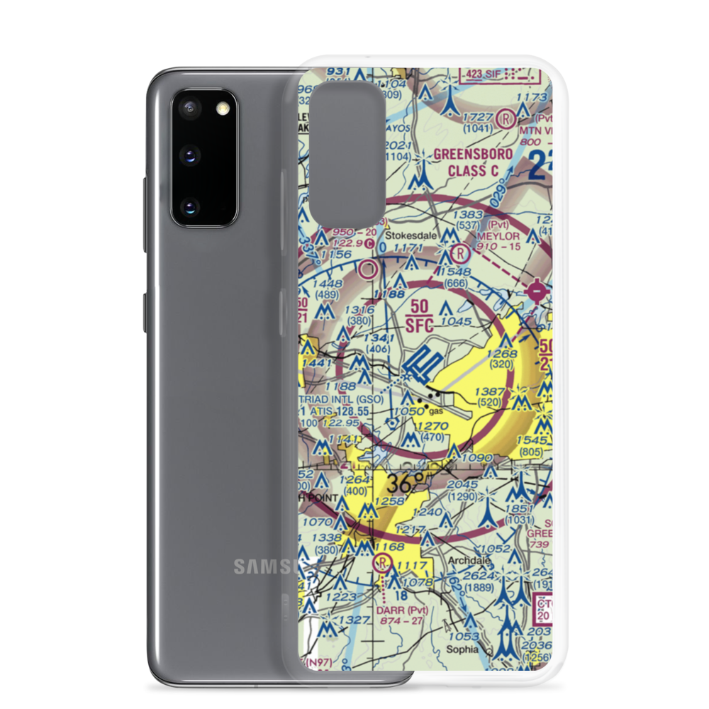 Piedmont Triad International Airport (GSO) VFR Sectional Samsung Case Samsung Galaxy S20 model shown