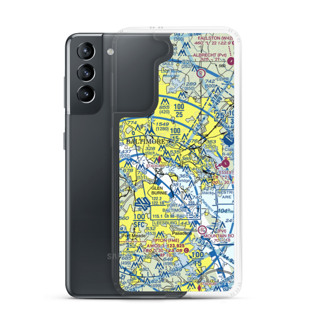 Pier 7 Heliport (4MD) VFR Sectional Samsung Case Samsung Galaxy S21 model shown