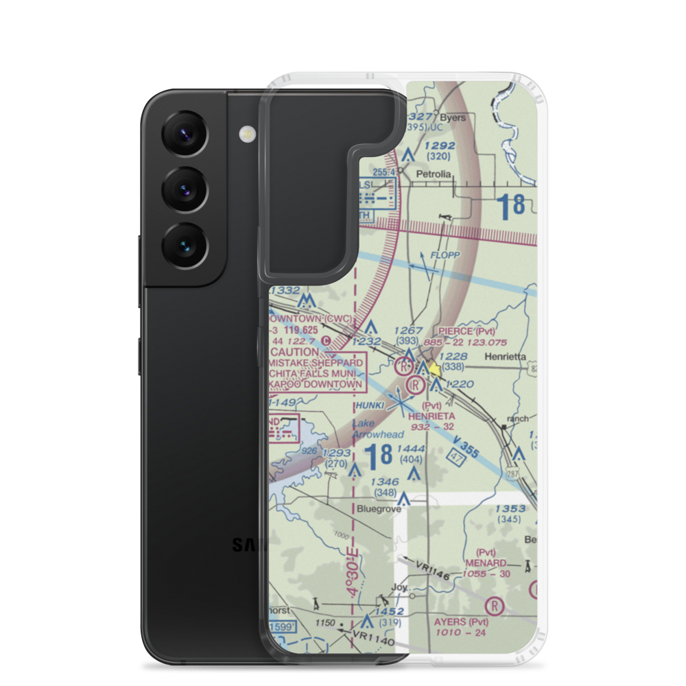 Pierce Airport (TE10) VFR Sectional Samsung Case Samsung Galaxy S22 model shown