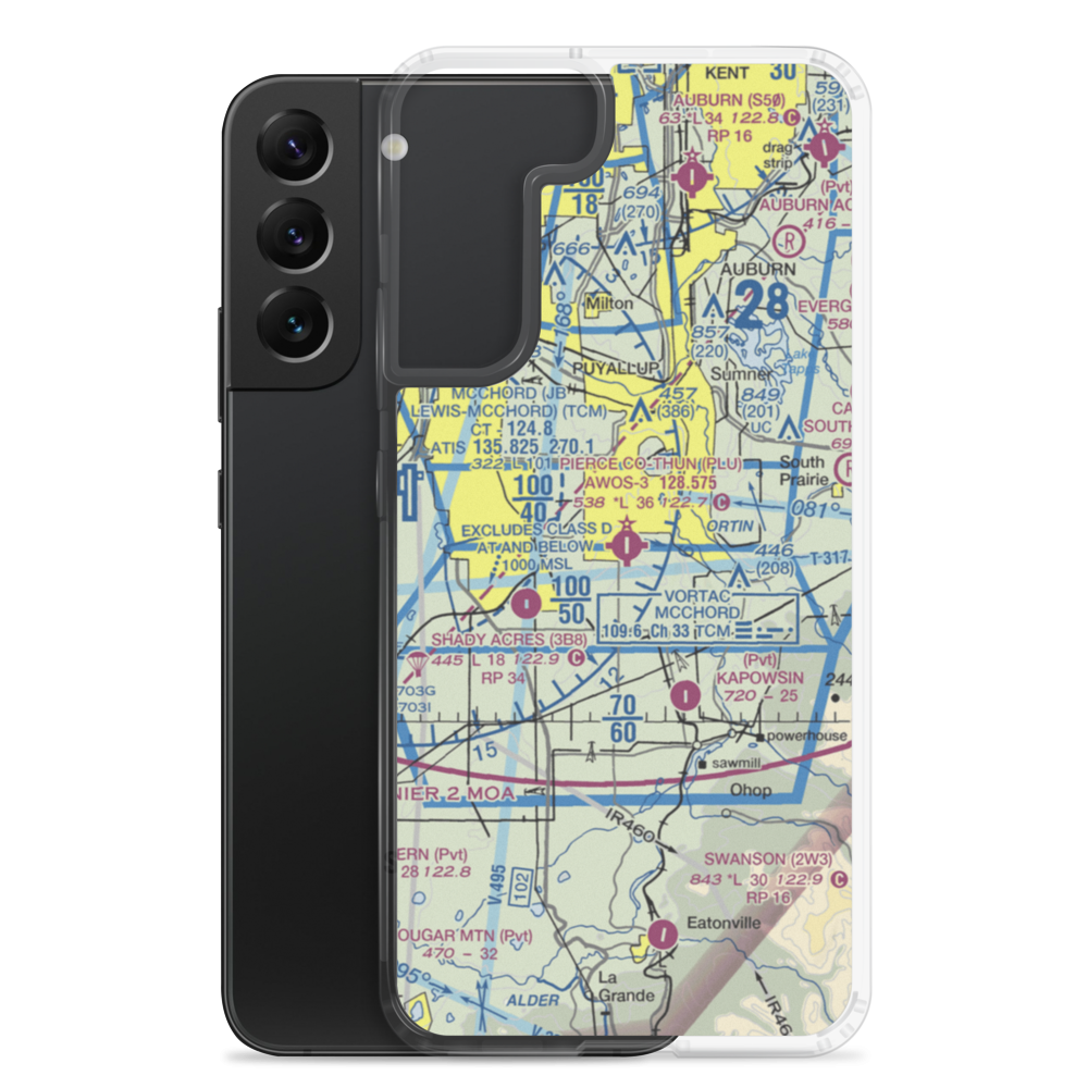 Pierce County-Thun Field (PLU) VFR Sectional Samsung Case Samsung Galaxy S22 Plus model shown