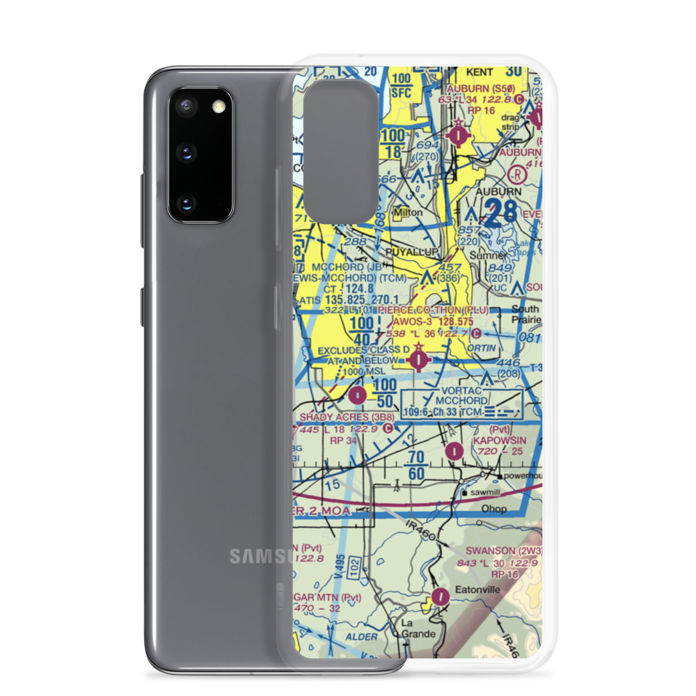 Pierce County-Thun Field (PLU) VFR Sectional Samsung Case Samsung Galaxy S20 model shown