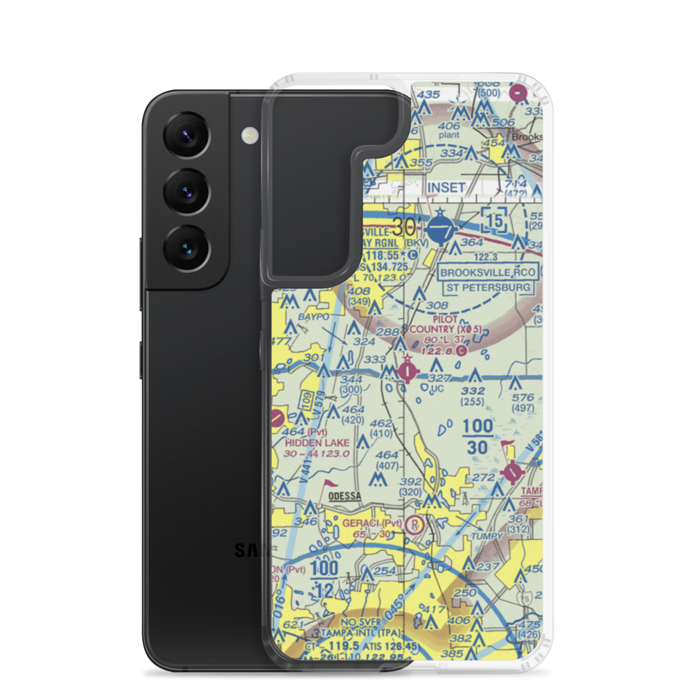Pilot Country Airport (X05) VFR Sectional Samsung Case Samsung Galaxy S22 model shown