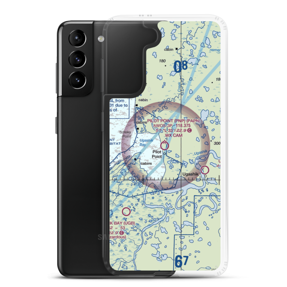 Pilot Point Airport (PNP) VFR Sectional Samsung Case Samsung Galaxy S21 Plus model shown