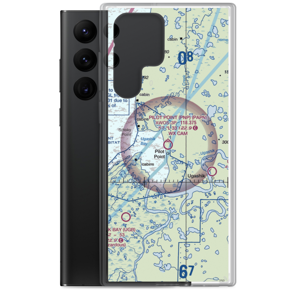 Pilot Point Airport (PNP) VFR Sectional Samsung Case Samsung Galaxy S22 Ultra model shown