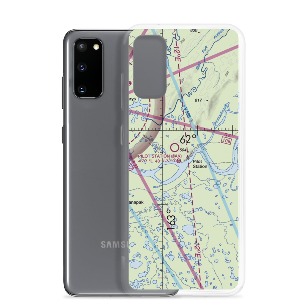 Pilot Station Airport (0AK) VFR Sectional Samsung Case Samsung Galaxy S20 model shown