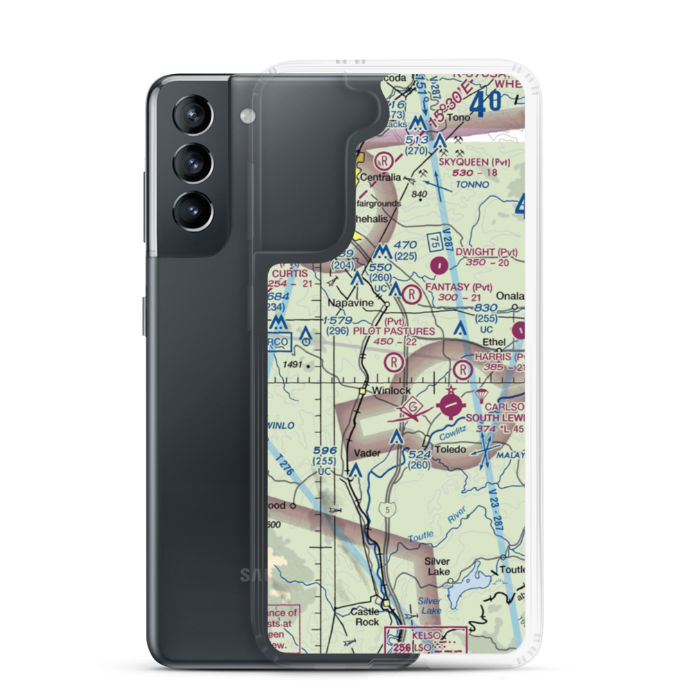 Pilot's Pastures Airport (1WA2) VFR Sectional Samsung Case Samsung Galaxy S21 model shown