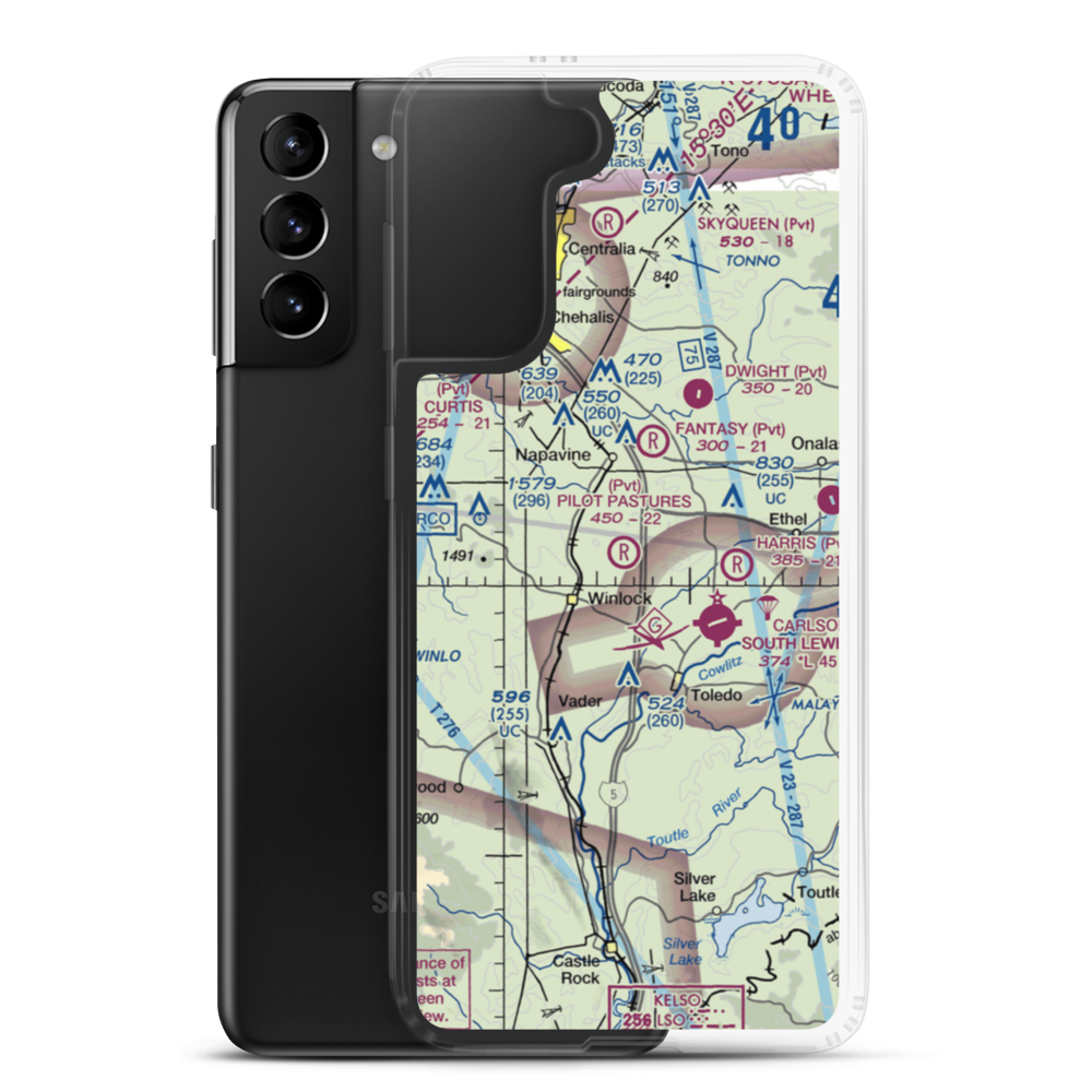 Pilot's Pastures Airport (1WA2) VFR Sectional Samsung Case Samsung Galaxy S21 Plus model shown
