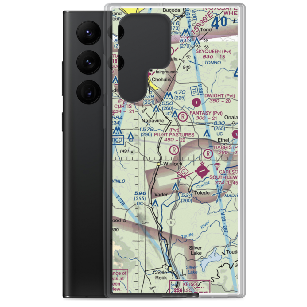 Pilot's Pastures Airport (1WA2) VFR Sectional Samsung Case Samsung Galaxy S22 Ultra model shown