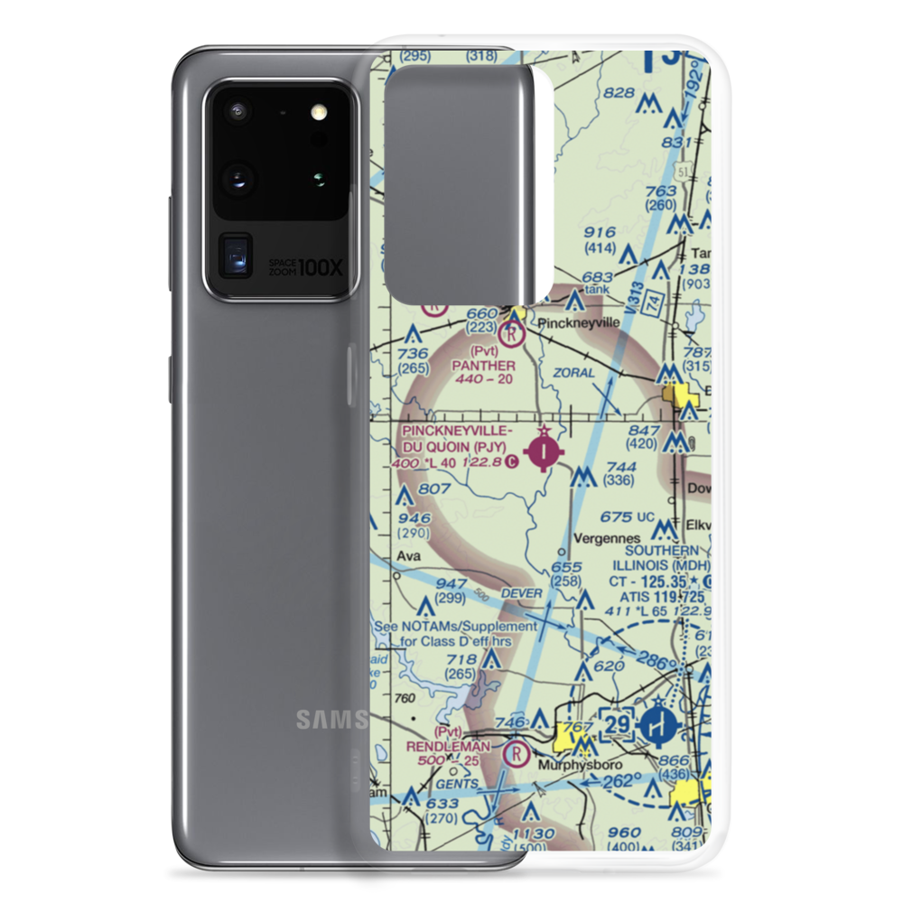 Pinckneyville Du Quoin Airport (PJY) VFR Sectional Samsung Case Samsung Galaxy S20 Ultra model shown