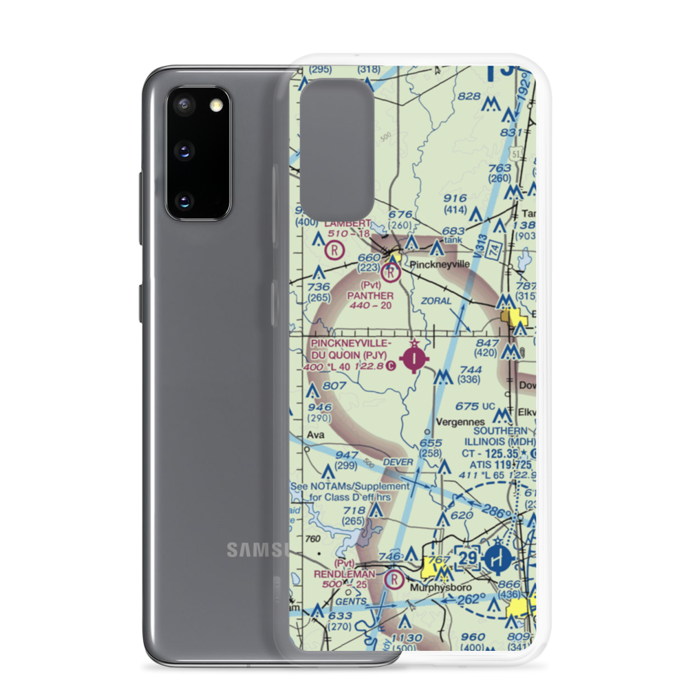 Pinckneyville Du Quoin Airport (PJY) VFR Sectional Samsung Case Samsung Galaxy S20 model shown