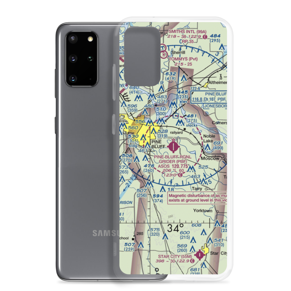 Pine Bluff Regional Airport, Grider Field (PBF) VFR Sectional Samsung Case Samsung Galaxy S20 Plus model shown