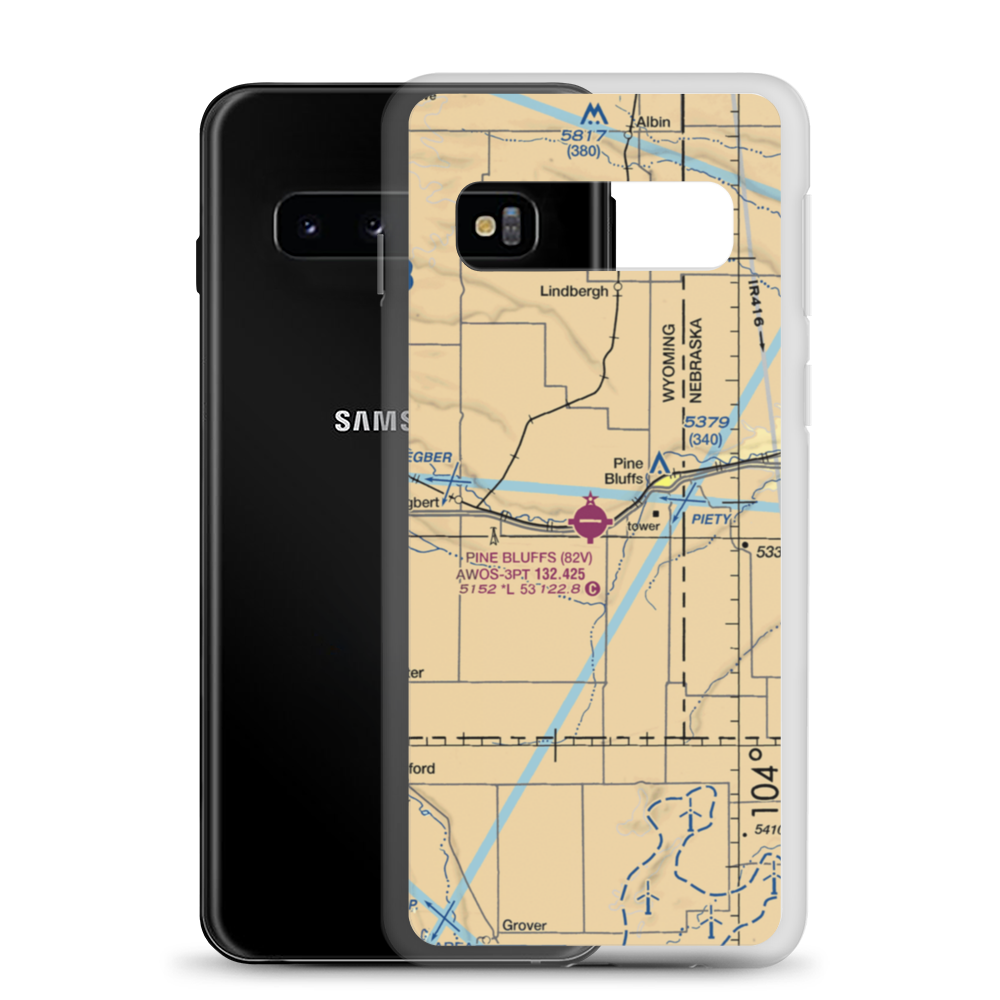 Pine Bluffs Municipal Airport (82V) VFR Sectional Samsung Case Samsung Galaxy S10 model shown