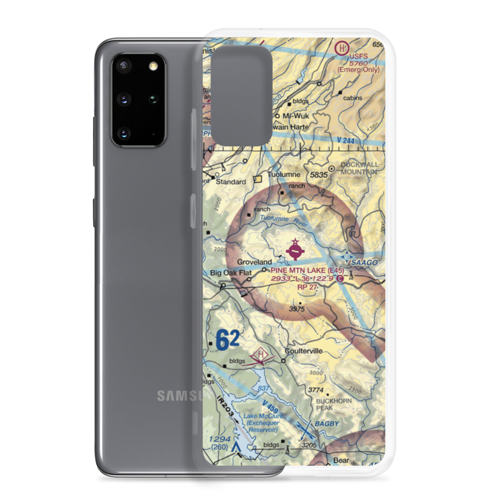 Pine Mountain Lake Airport (E45) VFR Sectional Samsung Case Samsung Galaxy S20 Plus model shown