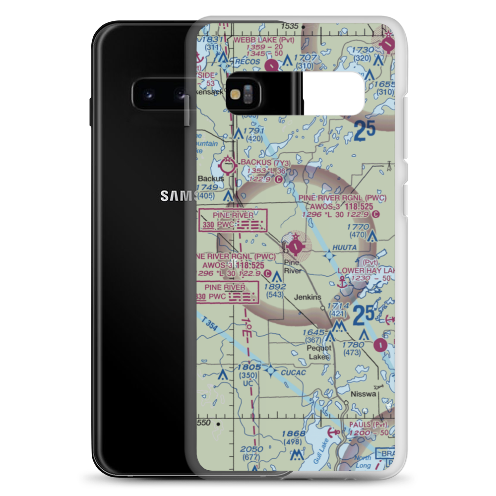 Pine River Regional Airport (PWC) VFR Sectional Samsung Case Samsung Galaxy S10+ model shown