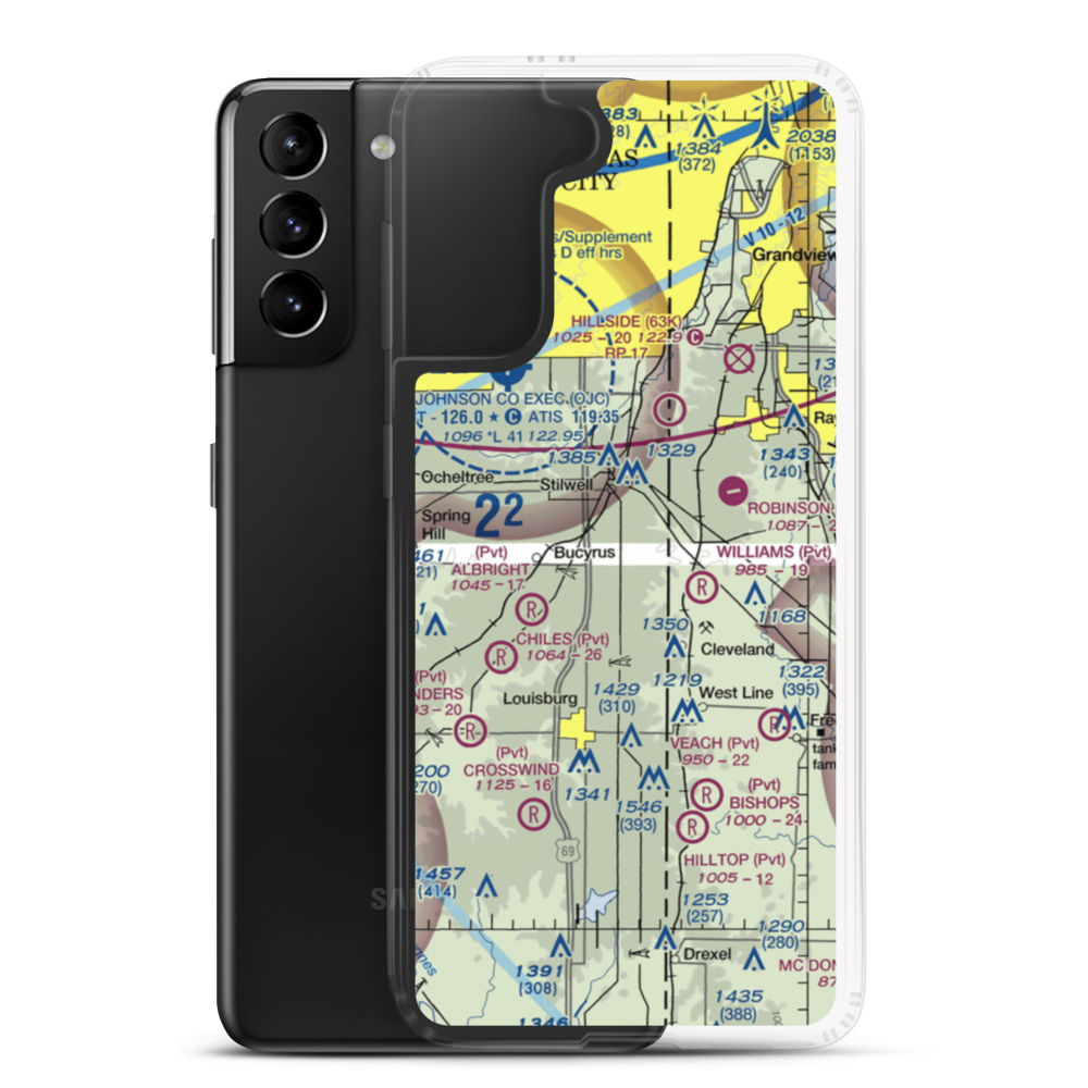Pine Sod Ranch Airport (8KS7) VFR Sectional Samsung Case Samsung Galaxy S21 Plus model shown