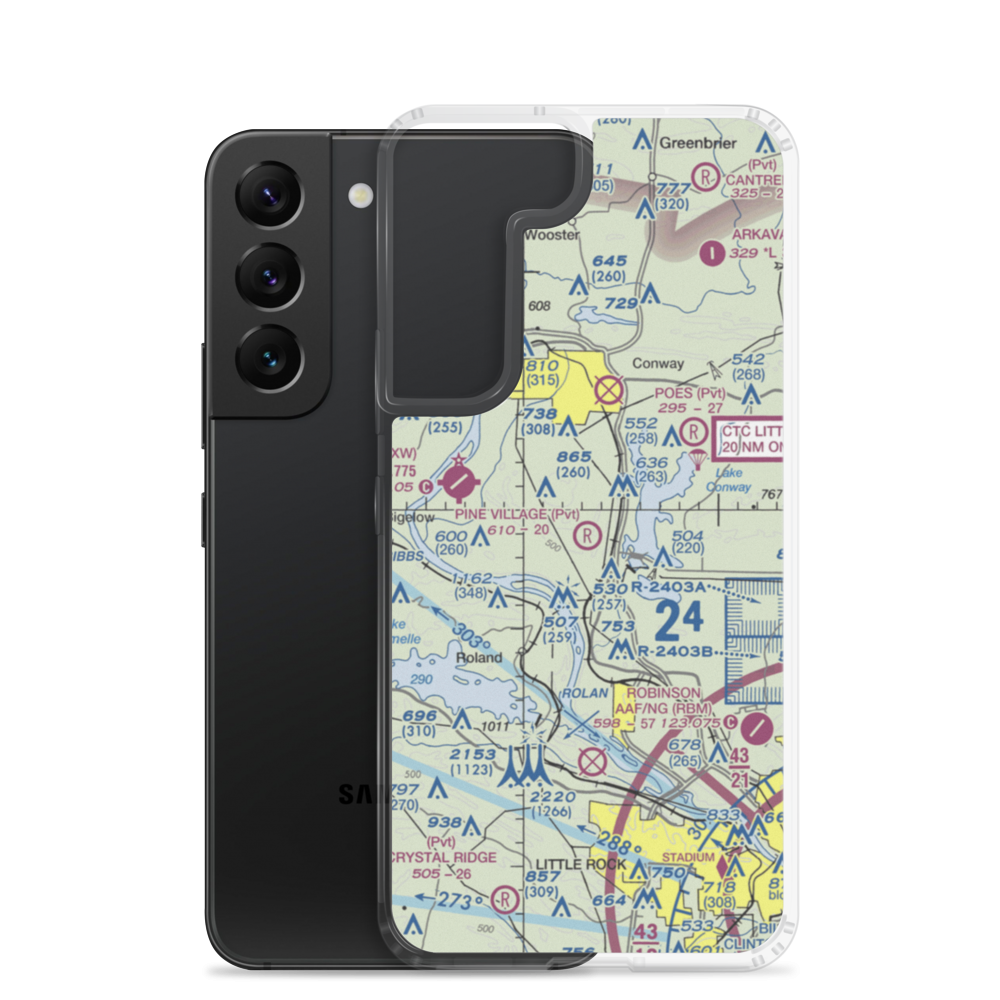 Pine Village Airport (AR34) VFR Sectional Samsung Case Samsung Galaxy S22 model shown