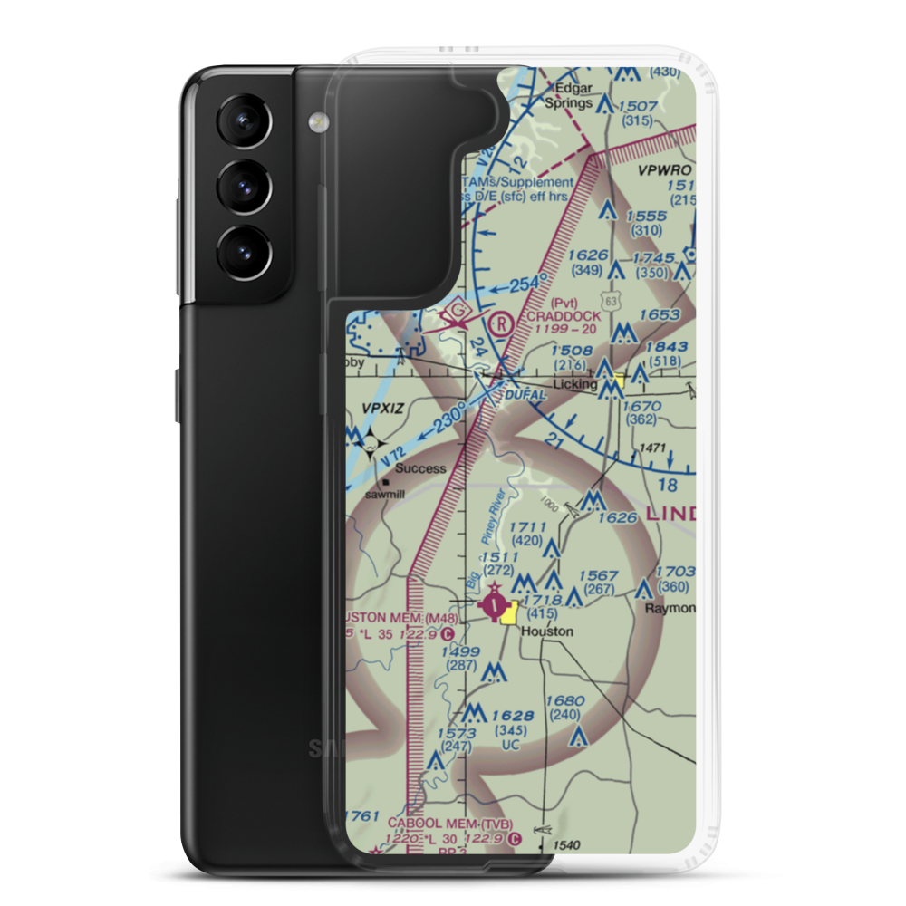 Piney Bend Airport (MU25) VFR Sectional Samsung Case Samsung Galaxy S21 Plus model shown