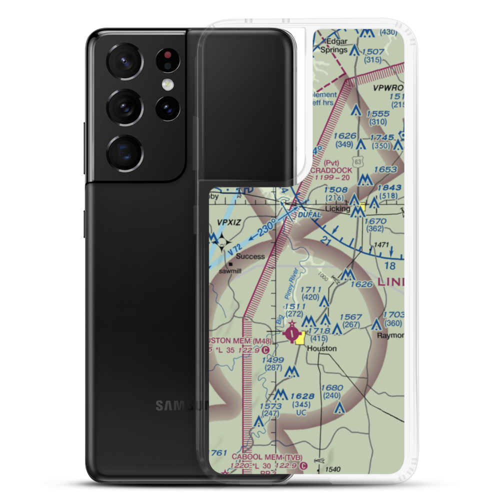 Piney Bend Airport (MU25) VFR Sectional Samsung Case Samsung Galaxy S21 Ultra model shown