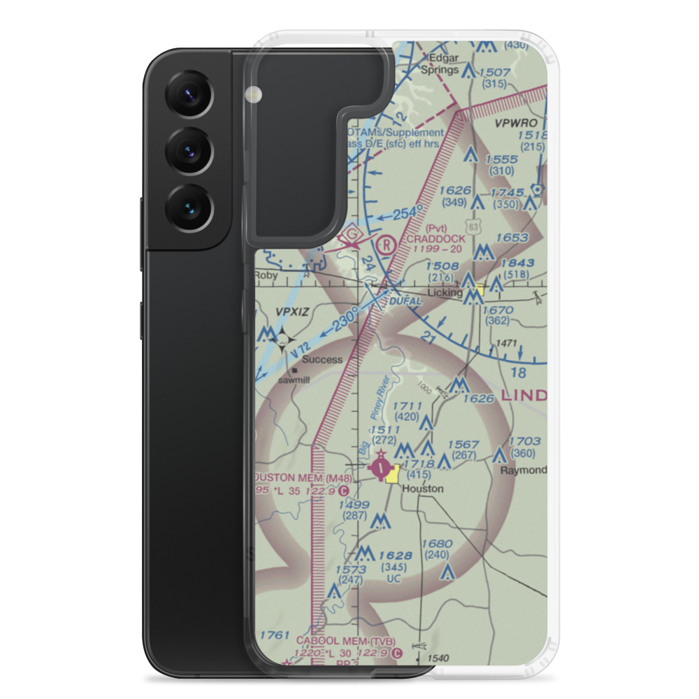 Piney Bend Airport (MU25) VFR Sectional Samsung Case Samsung Galaxy S22 Plus model shown