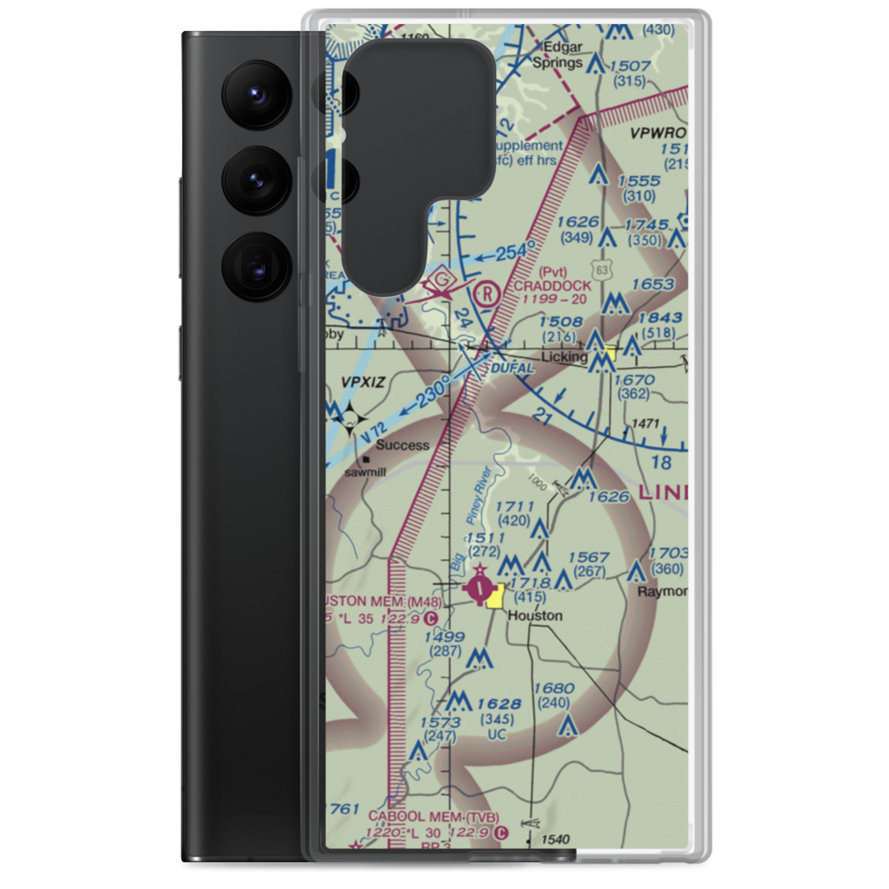 Piney Bend Airport (MU25) VFR Sectional Samsung Case Samsung Galaxy S22 Ultra model shown
