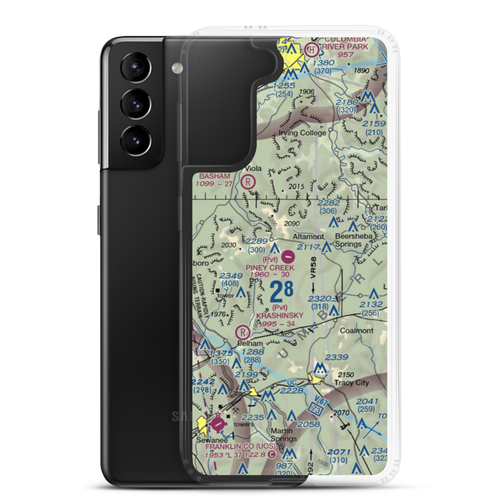 Piney Creek Airport (88TN) VFR Sectional Samsung Case Samsung Galaxy S21 Plus model shown