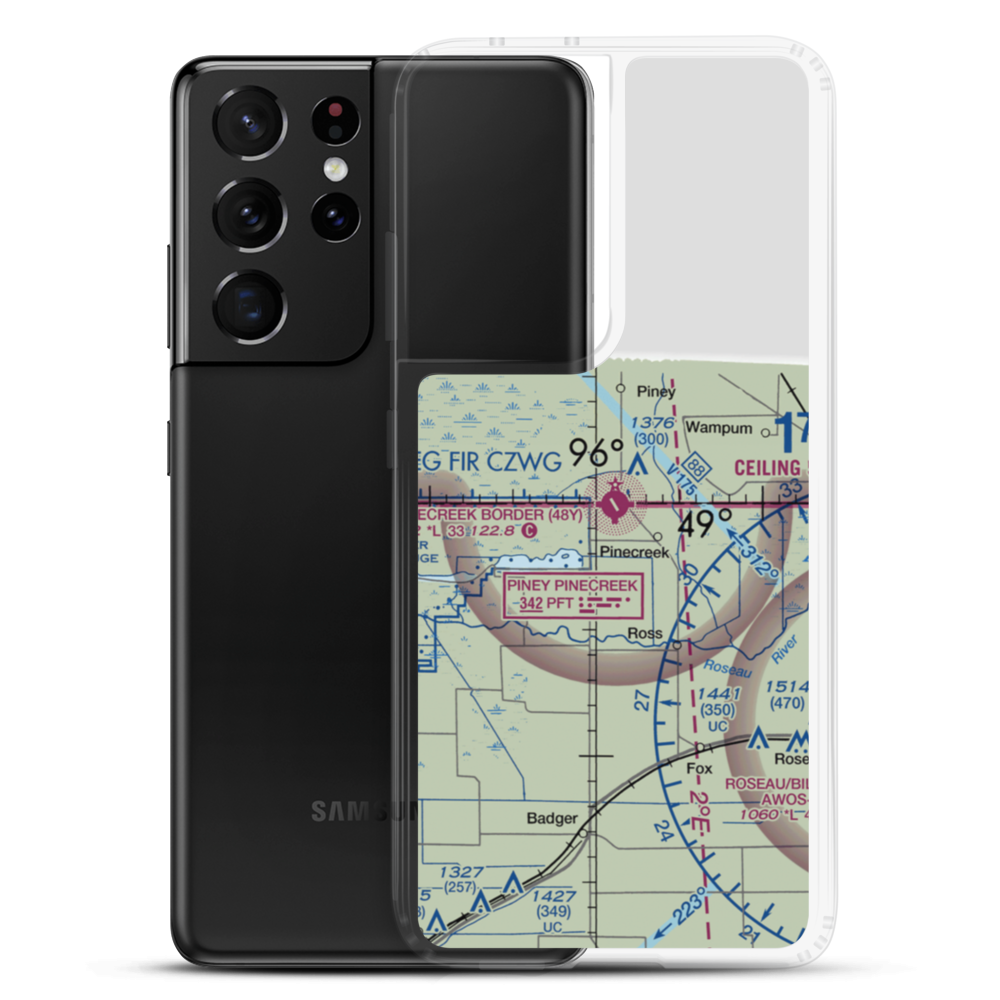 Piney Pinecreek Border Airport (48Y) VFR Sectional Samsung Case Samsung Galaxy S21 Ultra model shown