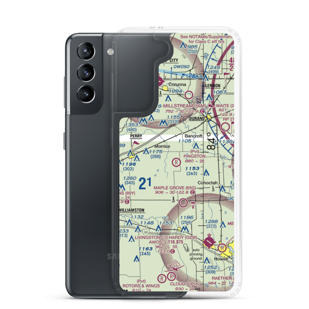 Pingston Aeroworks Airport (54MI) VFR Sectional Samsung Case Samsung Galaxy S21 model shown