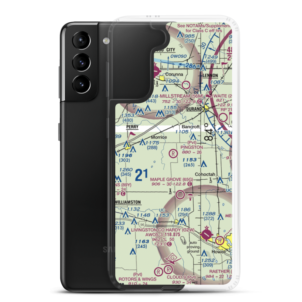 Pingston Aeroworks Airport (54MI) VFR Sectional Samsung Case Samsung Galaxy S21 Plus model shown