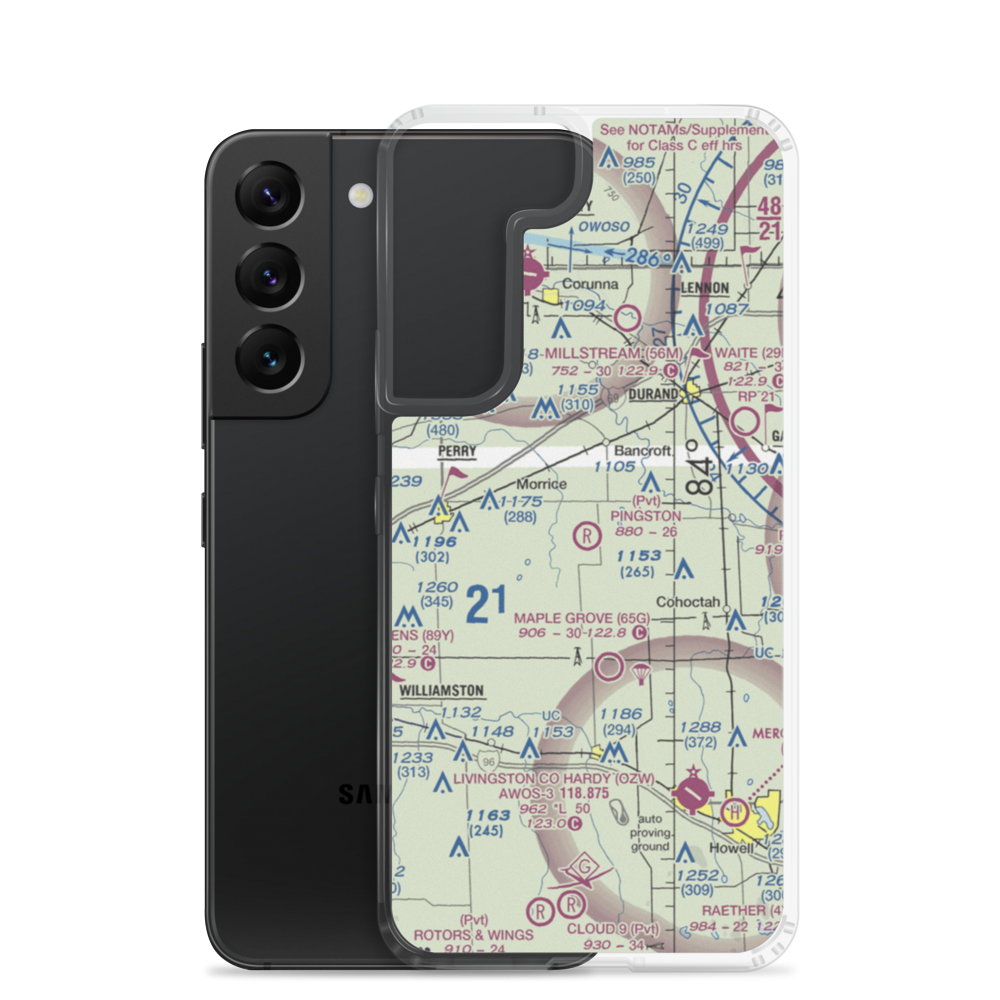 Pingston Aeroworks Airport (54MI) VFR Sectional Samsung Case Samsung Galaxy S22 model shown
