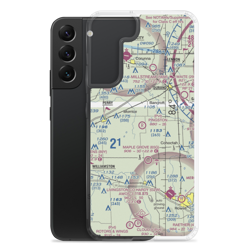 Pingston Aeroworks Airport (54MI) VFR Sectional Samsung Case Samsung Galaxy S22 Plus model shown