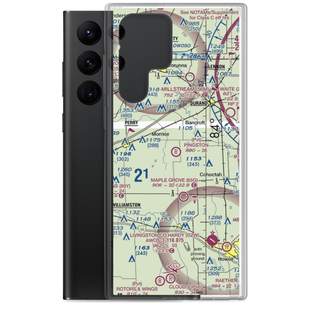 Pingston Aeroworks Airport (54MI) VFR Sectional Samsung Case Samsung Galaxy S22 Ultra model shown