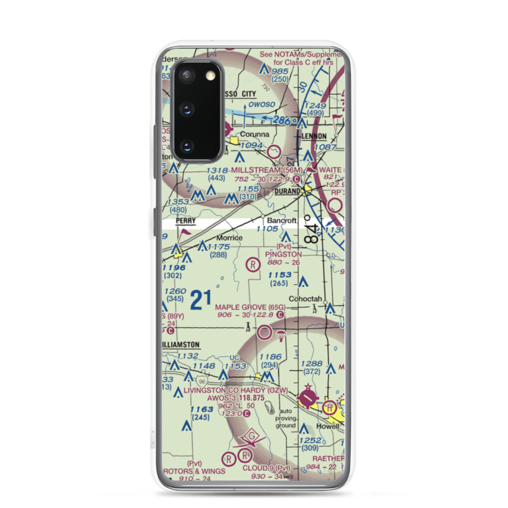 Pingston Aeroworks Airport (54MI) VFR Sectional Samsung Case Samsung Galaxy S20 model shown