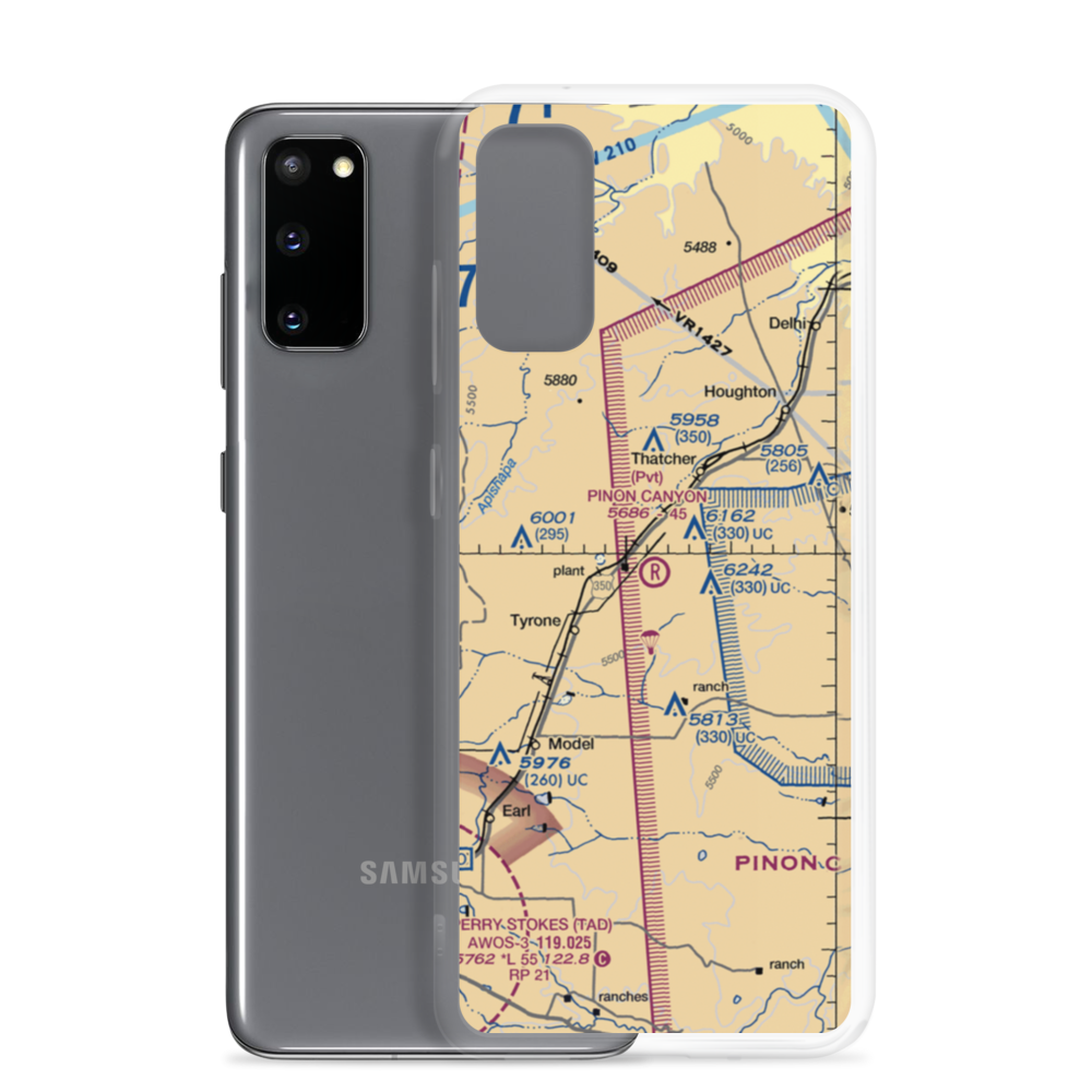 Pinon Canyon Airport (0CD5) VFR Sectional Samsung Case Samsung Galaxy S20 model shown