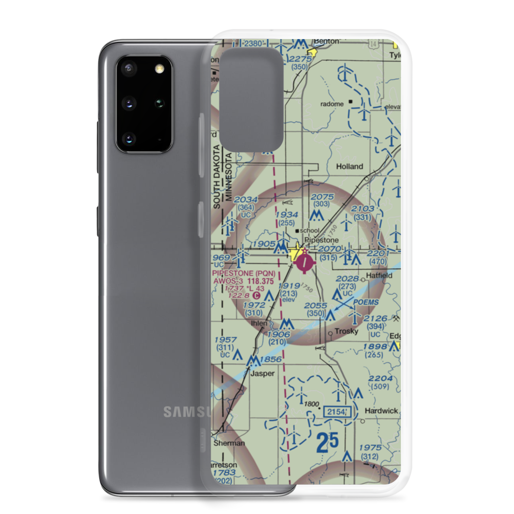 Pipestone Municipal Airport (PQN) VFR Sectional Samsung Case Samsung Galaxy S20 Plus model shown