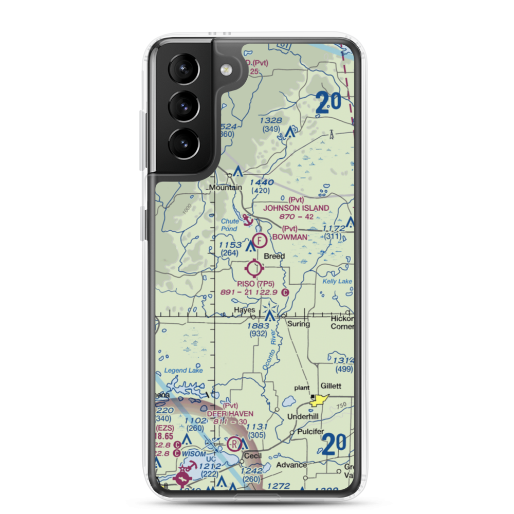 Piso Airport (7P5) VFR Sectional Samsung Case Samsung Galaxy S21 Plus model shown