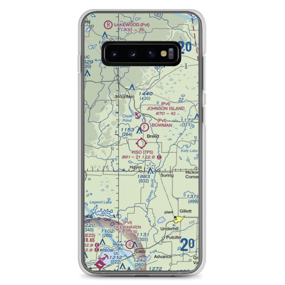 Piso Airport (7P5) VFR Sectional Samsung Case Samsung Galaxy S10+ model shown