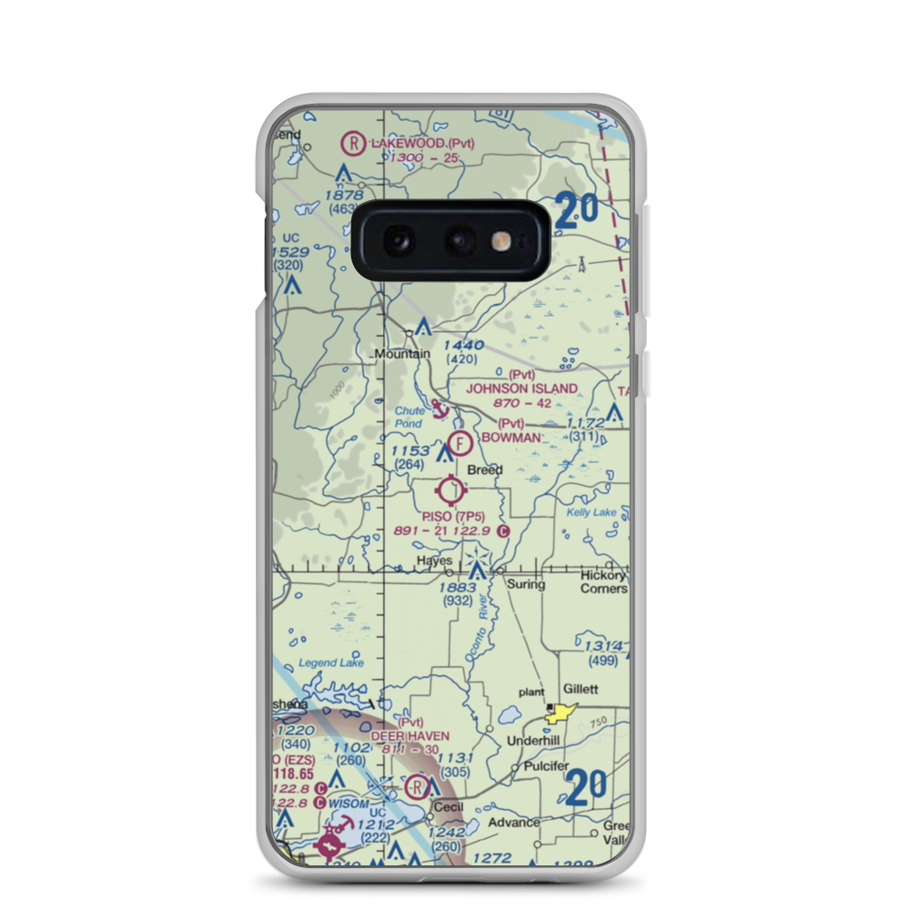 Piso Airport (7P5) VFR Sectional Samsung Case Samsung Galaxy S10e model shown