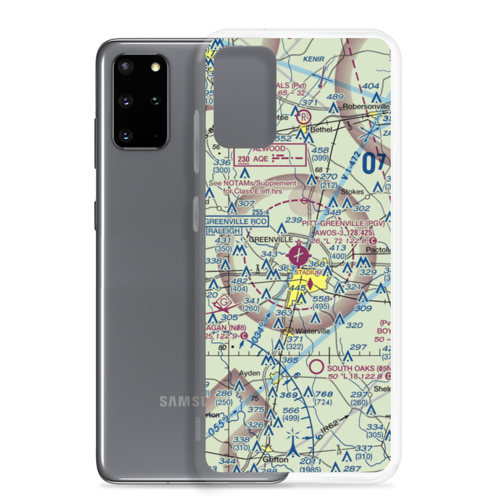 Pitt Greenville Airport (PGV) VFR Sectional Samsung Case Samsung Galaxy S20 Plus model shown
