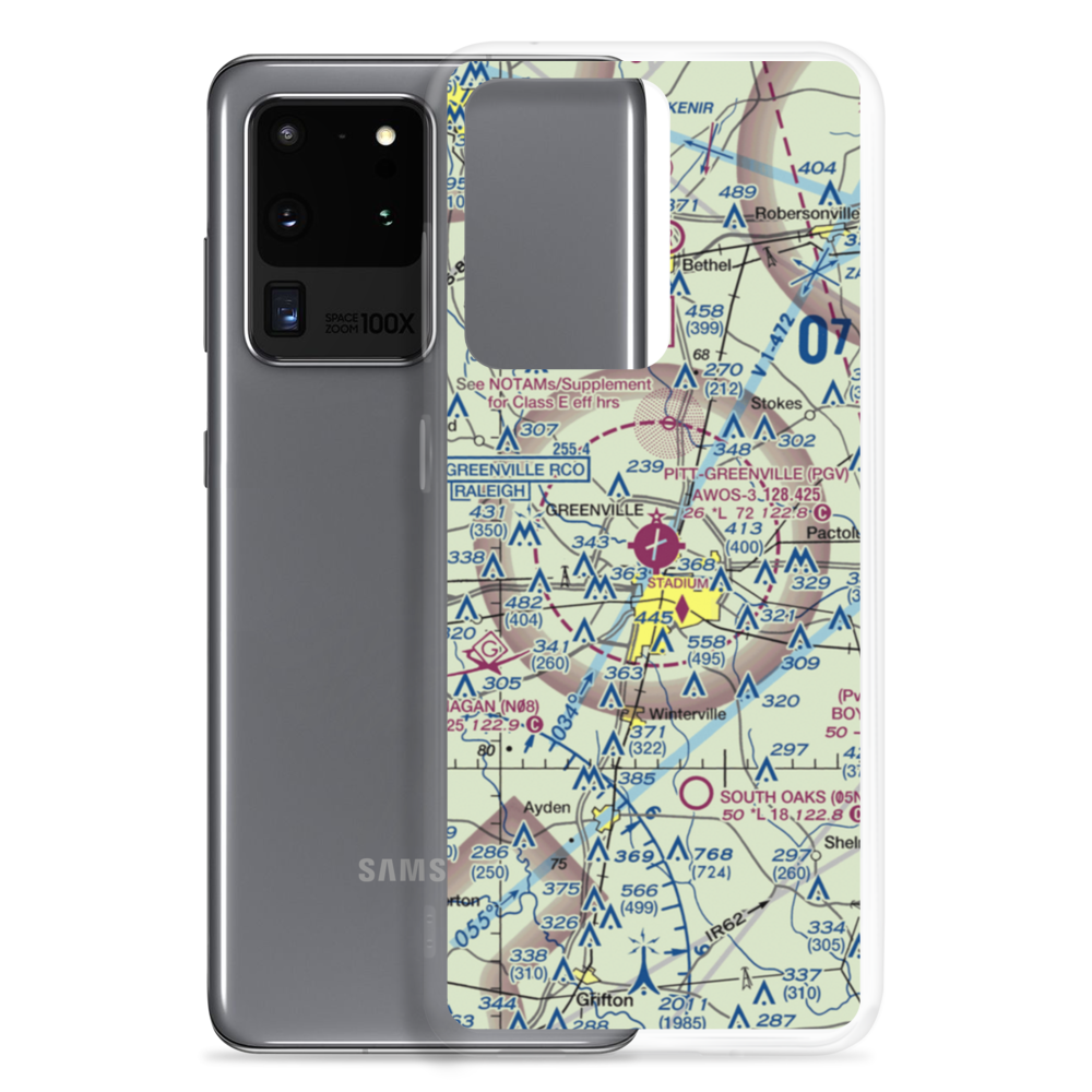 Pitt Greenville Airport (PGV) VFR Sectional Samsung Case Samsung Galaxy S20 Ultra model shown