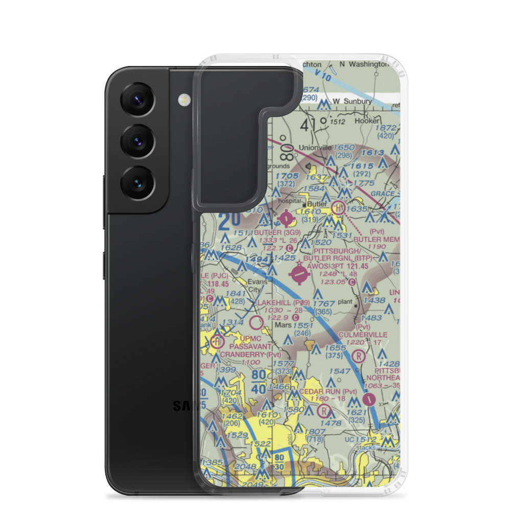 Pittsburgh/Butler Regional Airport (BTP) VFR Sectional Samsung Case Samsung Galaxy S22 model shown