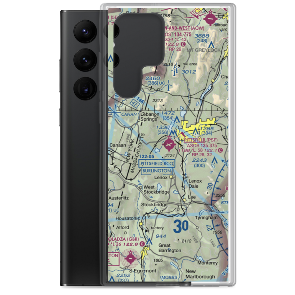 Pittsfield Municipal Airport (PSF) VFR Sectional Samsung Case Samsung Galaxy S22 Ultra model shown