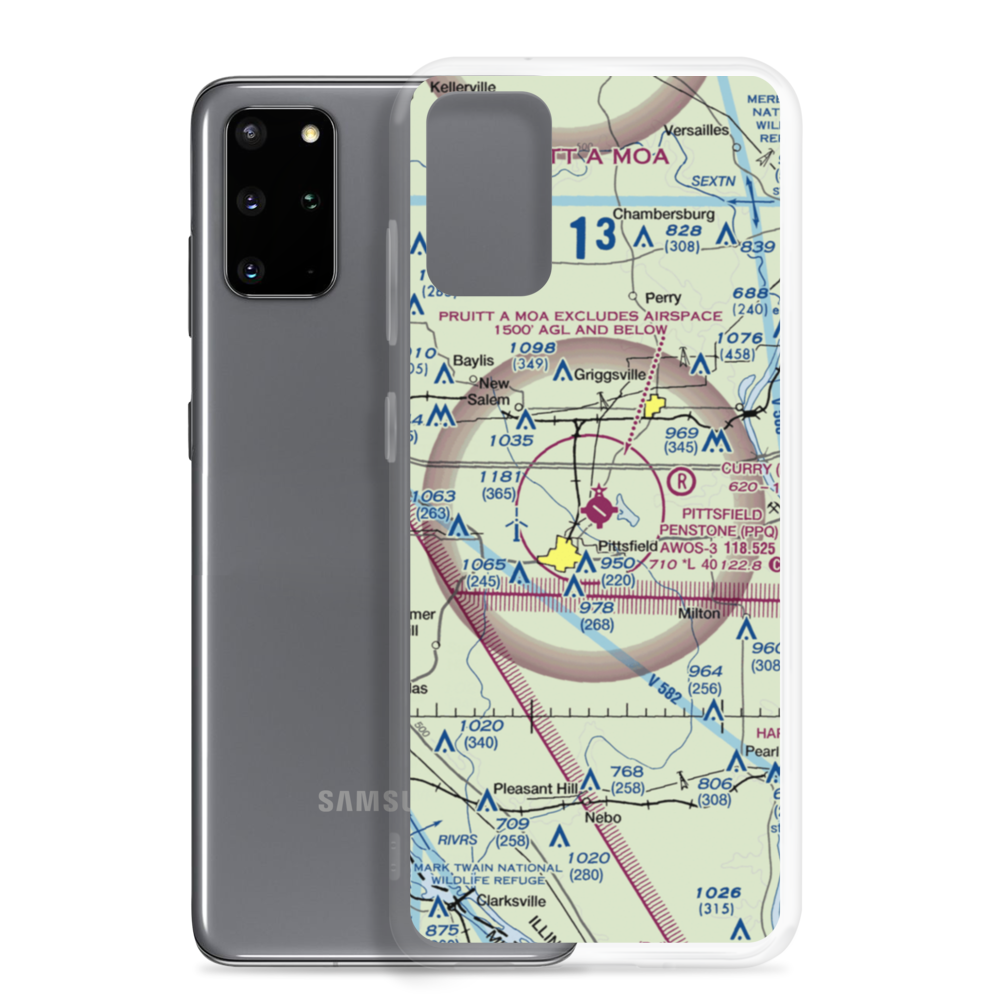 Pittsfield Penstone Municipal Airport (PPQ) VFR Sectional Samsung Case Samsung Galaxy S20 Plus model shown