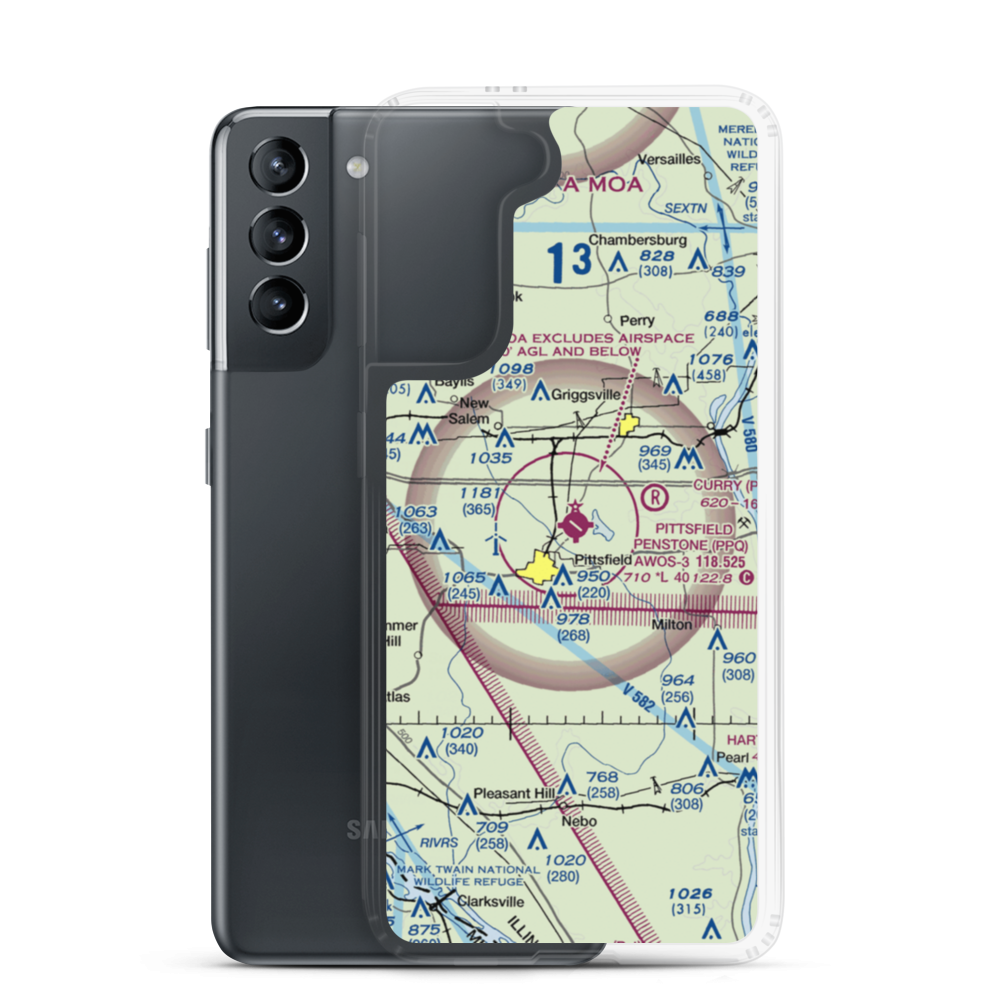 Pittsfield Penstone Municipal Airport (PPQ) VFR Sectional Samsung Case Samsung Galaxy S21 model shown