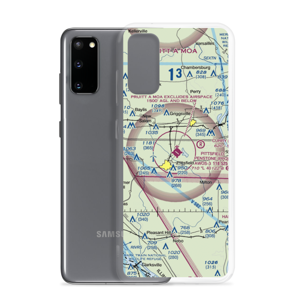 Pittsfield Penstone Municipal Airport (PPQ) VFR Sectional Samsung Case Samsung Galaxy S20 model shown