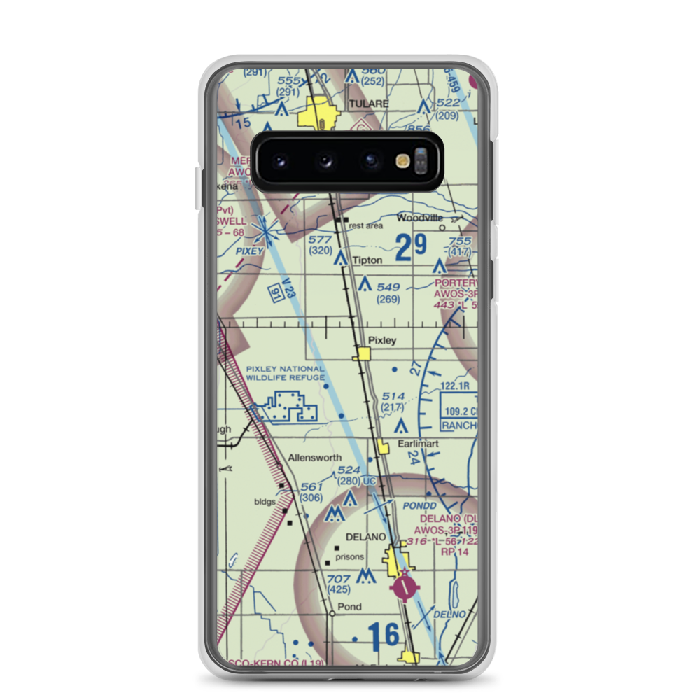 Pixley Airport (P27) VFR Sectional Samsung Case Samsung Galaxy S10 model shown